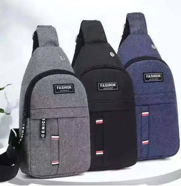 Men's Nylon Sports Messenger Chest Bag, Trendy Crossbody for Youth