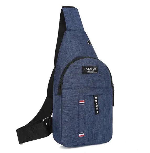 Men's Nylon Sports Messenger Chest Bag, Trendy Crossbody for Youth
