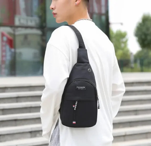 Men's Nylon Sports Messenger Chest Bag, Trendy Crossbody for Youth